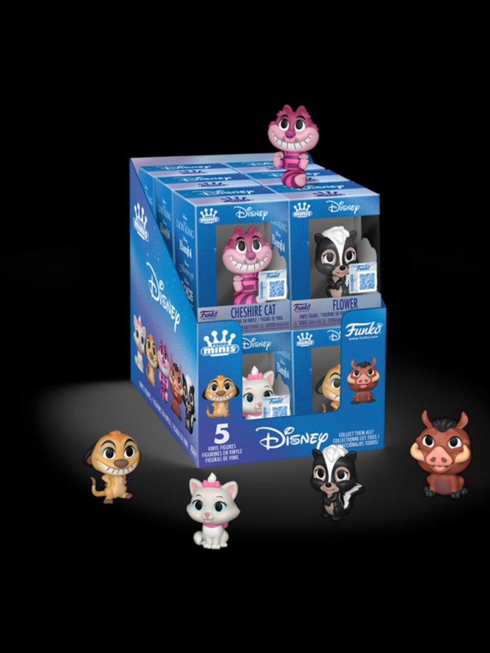 Funko Minis Disney - FULL SET of 5 - Cheshire Cat Marie Flower Timon Pumbaa NEW - Picture 4 of 5